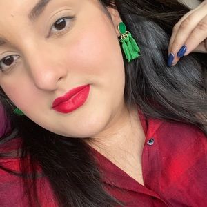 Green tassel earrings